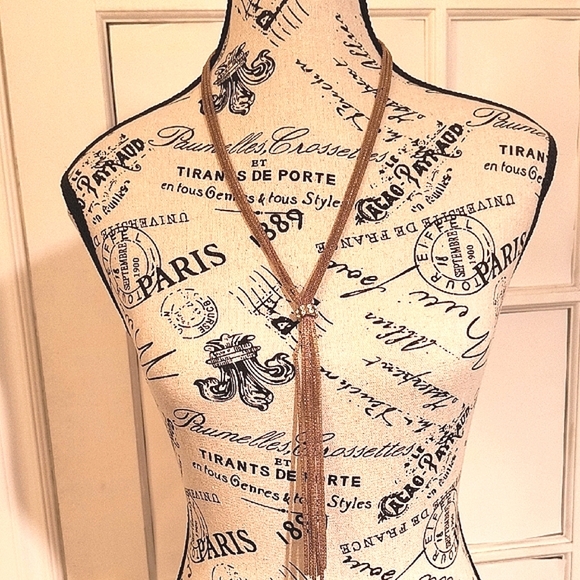 Elegant Bronze-rose Gold Tone And Rhinestones Necklace - Picture 2 of 5